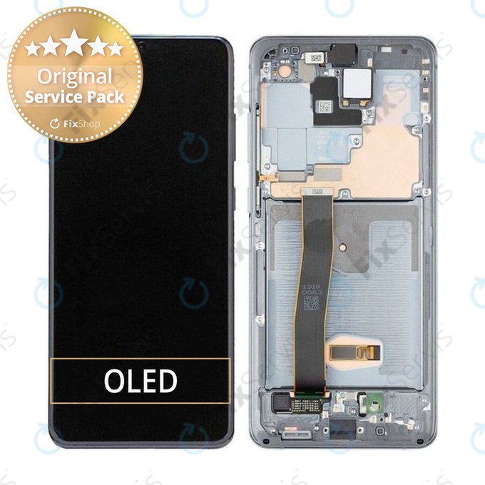 Samsung Galaxy S20 Ultra G988F - LCD Displej + Dotykové Sklo + Rám + Predná Kamera (Cosmic Gray) - GH82-22271B, GH82-22327B Genuine Service Pack