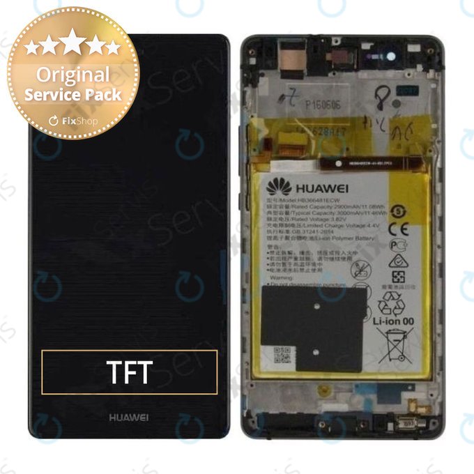 Huawei P9 Lite VNS-L21 - LCD Displej + Dotykové Sklo + Rám + Batéria (Black) - 02350TMU, 02350TRB