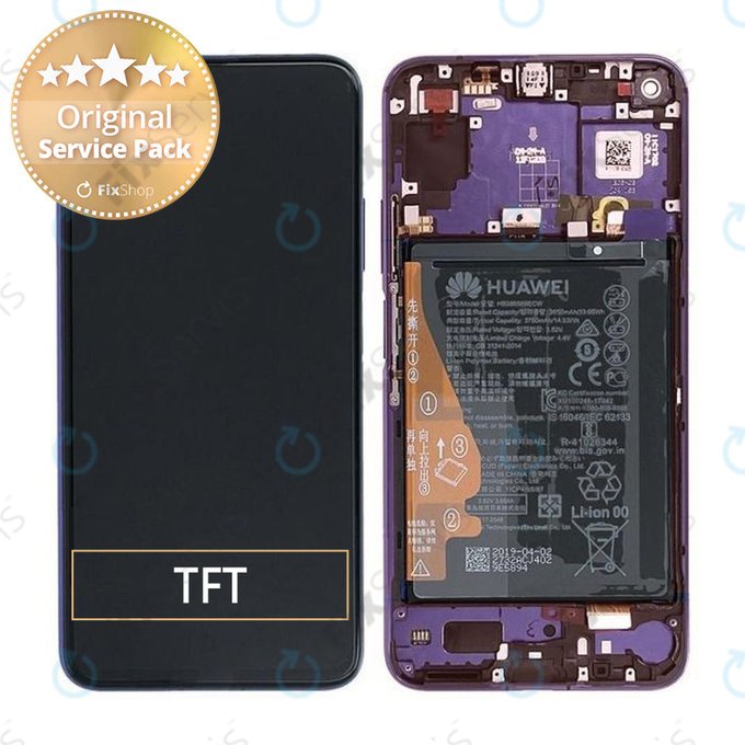 Huawei Nova 5T - LCD Displej + Dotykové Sklo + Rám + Batéria (Midsummer Purple) - 02353EBH Genuine Service Pack
