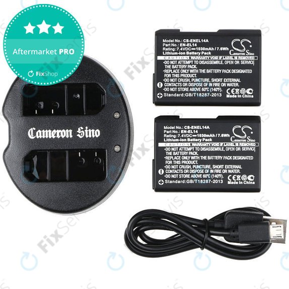 Batéria 2ks s nabíjačkou pre Nikon Coolpix P7000, P7700, D3100, D3200, D5100, 1030mAh, Li-Ion, 7.4V, EN-EL14, HQ
