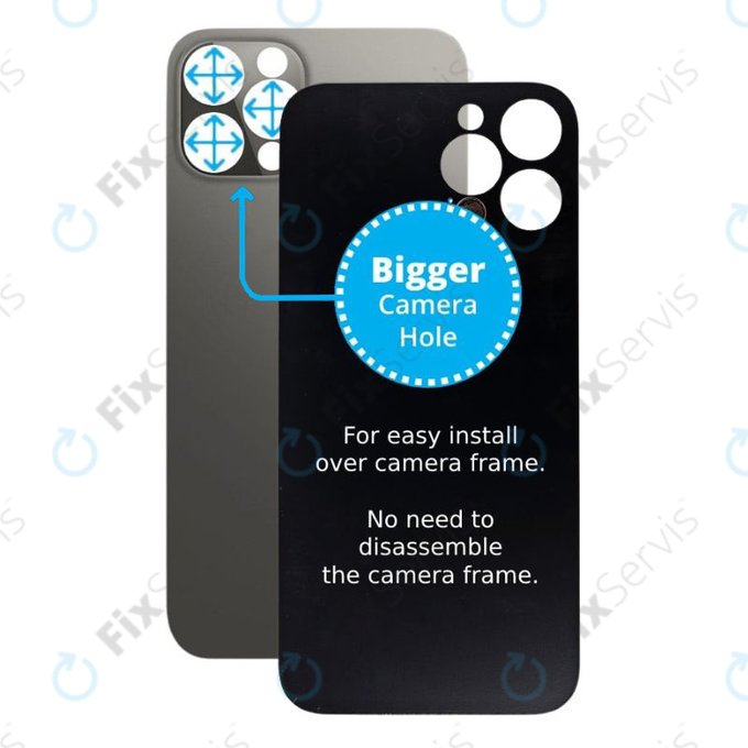 Apple iPhone 12 Pro - Sklo Zadného Housingu so Zväčšeným Otvorom na Kameru (Graphite)