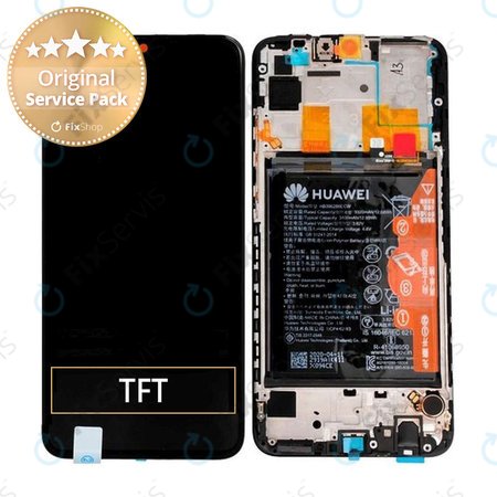 Huawei P smart (2020) - LCD Displej + Dotykové Sklo + Rám + Batéria (Midnight Black) - 02353RJT Genuine Service Pack