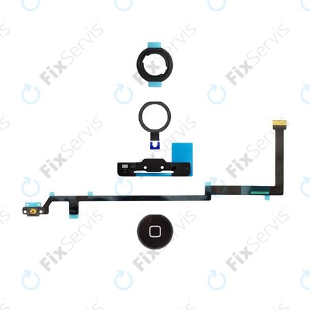 Apple iPad Air - Tlačidlo Domov + Flex Kábel + Držiak + Plastový Krúžok + Tesnenie (Black)