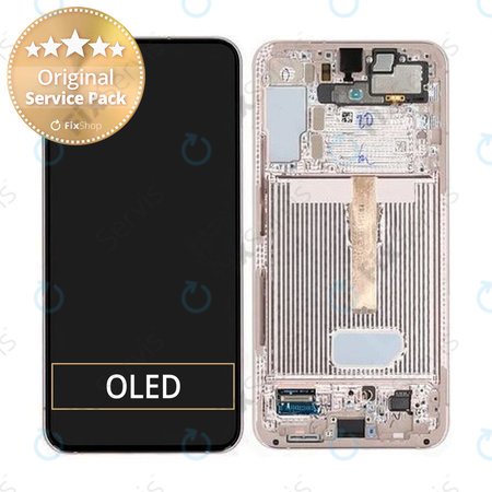 Samsung Galaxy S22 Plus S906B - LCD Displej + Dotykové Sklo + Rám (Pink Gold) - GH82-27500D, GH82-27501D Genuine Service Pack