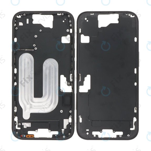 Apple iPhone 16 - Stredný Rám + Tlačidlá Zapínania + Hlasitosti (Black)