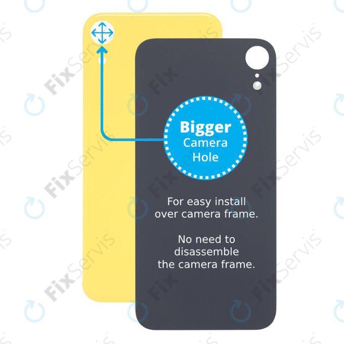 Apple iPhone XR - Sklo Zadného Housingu so Zväčšeným Otvorom na Kameru (Yellow)