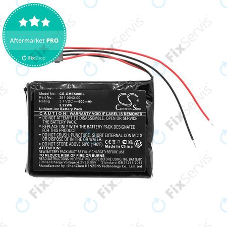 Batéria pre Garmin Edge 500, 600mAh, Li-Ion, 3.7V, 361-0043-00, HQ