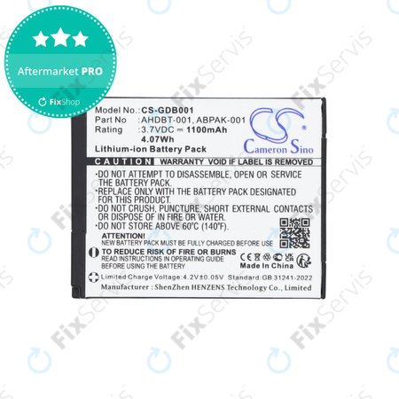 Batéria pre GoPro HD Hero, Hero2, 1100mAh, Li-Ion, 3.7V, AHDBT-001, HQ