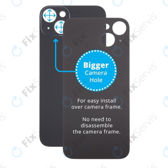 Apple iPhone 15 Plus - Sklo Zadného Housingu so Zväčšeným Otvorom na Kameru (Black)