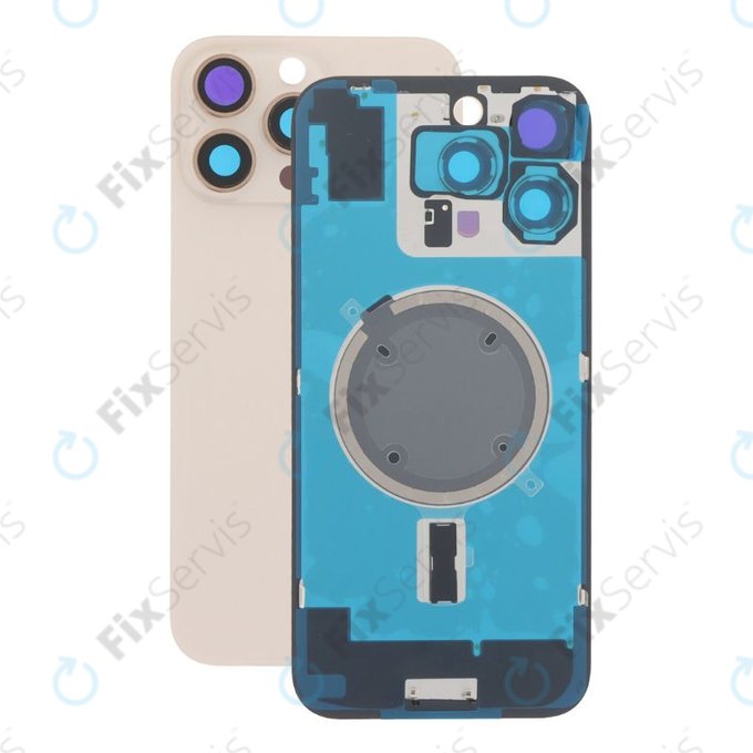 Apple iPhone 16 Pro Max - Sklo Zadného Housingu + Sklíčko Kamery + Kovový Pliešok + Magsafe Magnet (Desert Titanium)