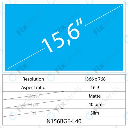 15.6 LCD Slim Matný 40 pin HD