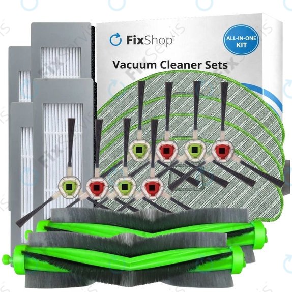 Sada náhradných dielov pre iRobot Roomba Combo 1138, Ecovacs Deebot Ozmo 930 (2x Hlavné kefy, 4x Filtre, 4 páry Bočných kief, 4x Mopovacie utierky)