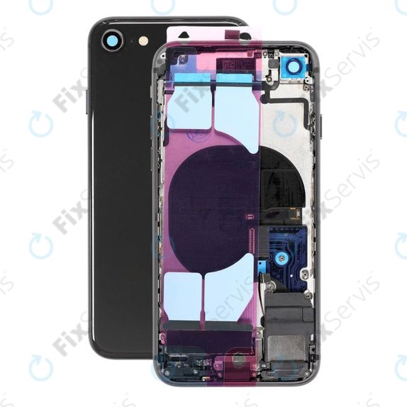 Apple iPhone SE (2nd Gen 2020) - Zadný Housing s Malými Dielmi (Black)