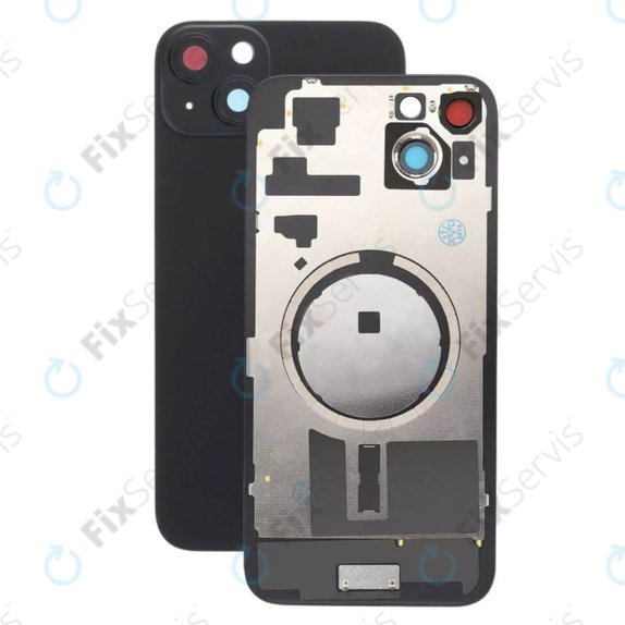 Apple iPhone 15 Plus - Sklo Zadného Housingu + Sklíčko Kamery + Kovový Pliešok + Magsafe Magnet (Black)