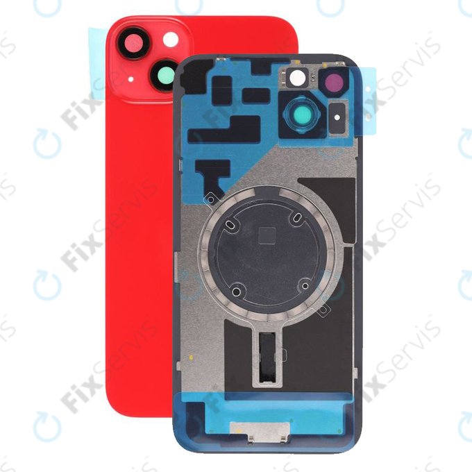 Apple iPhone 14 Plus - Sklo Zadného Housingu + Sklíčko Kamery + Kovový Pliešok + Magsafe Magnet (Red)