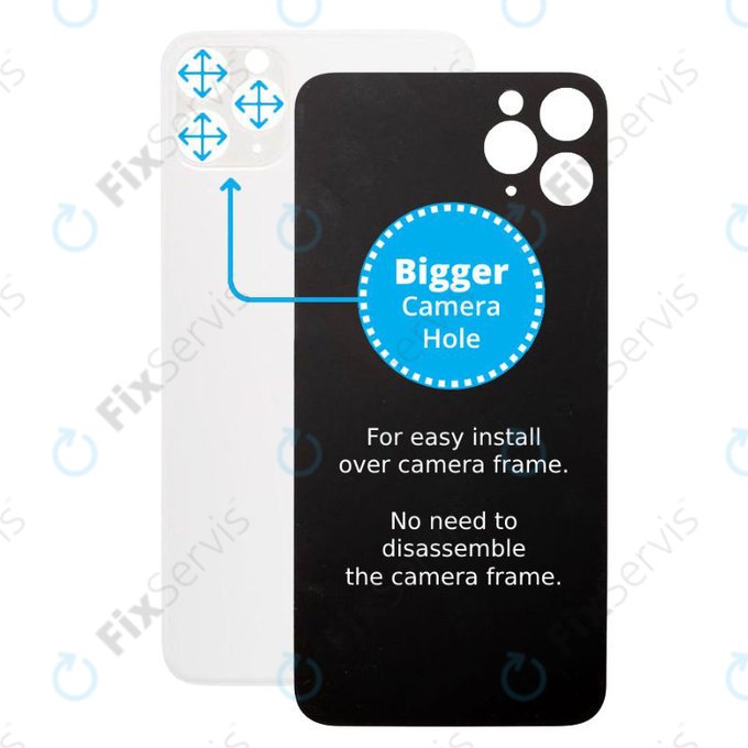 Apple iPhone 11 Pro - Sklo Zadného Housingu so Zväčšeným Otvorom na Kameru (Silver)