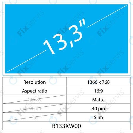 13.3 LCD Slim Matný 40 pin HD