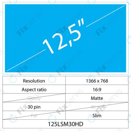 12.5 LCD Slim Matný 30 pin HD