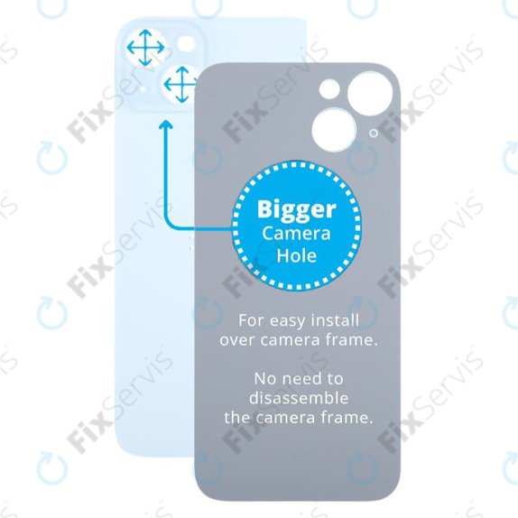 Apple iPhone 15 Plus - Sklo Zadného Housingu so Zväčšeným Otvorom na Kameru (Blue)