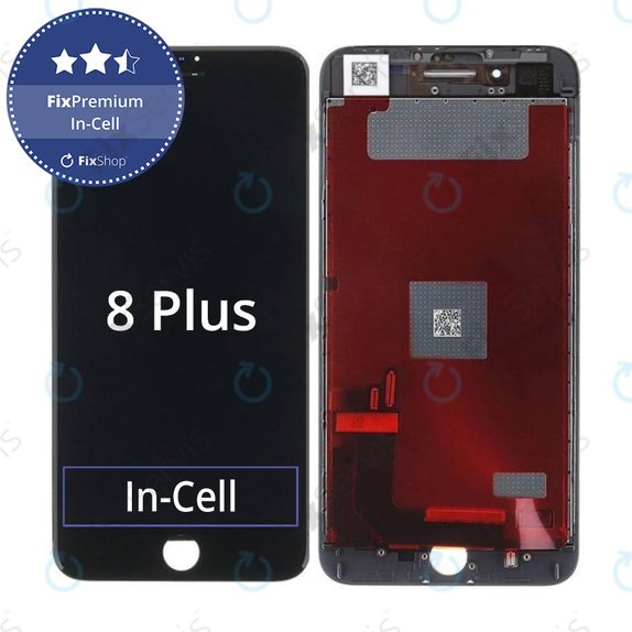 Displej In-Cell pre iPhone 8 Plus, Black, Dotykové sklo s rámom, FixPremium