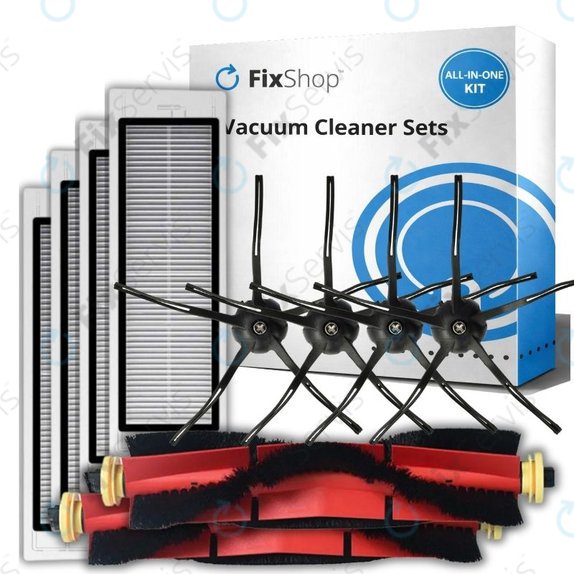 Sada náhradných dielov pre Xiaomi Roborock S5 Max, S6, S6 MaxV, S6 Pure, Xiaowa E3 (2x Hlavná kefa, 4x Filter, 4x Bočná kefa - čierna)