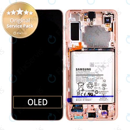 Samsung Galaxy S21 Plus G996B - LCD Displej + Dotykové Sklo + Rám + Batéria (Phantom Violet) - GH82-24555B, GH82-24744B, GH82-24505B Genuine Service Pack