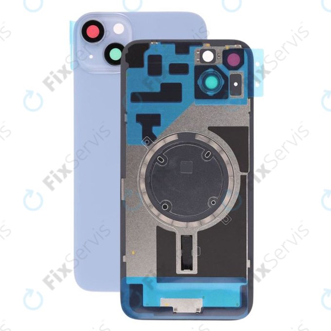 Apple iPhone 14 Plus - Sklo Zadného Housingu + Sklíčko Kamery + Kovový Pliešok + Magsafe Magnet (Blue)