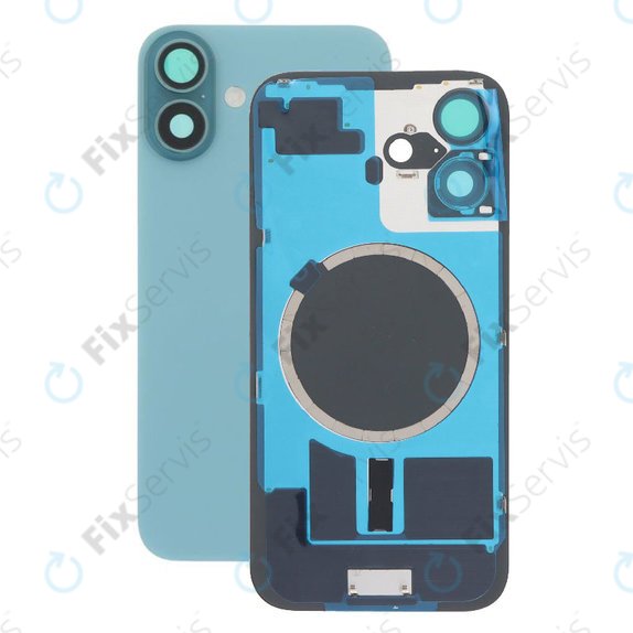 Apple iPhone 16 Plus - Sklo Zadného Housingu + Sklíčko Kamery + Kovový Pliešok + Magsafe Magnet (Teal)
