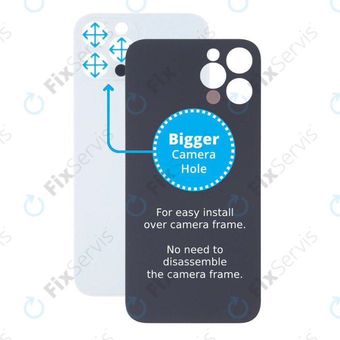 Apple iPhone 13 Pro Max - Sklo Zadného Housingu so Zväčšeným Otvorom na Kameru (Silver)