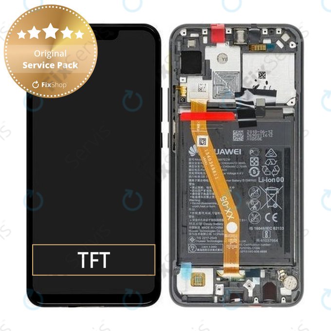Huawei P Smart Plus (Nova 3i) - LCD Displej + Dotykové Sklo + Rám + Batéria (Black) - 02352BUE Genuine Service Pack