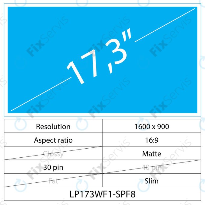 17.3 LCD Slim Matný 30 pin HD+