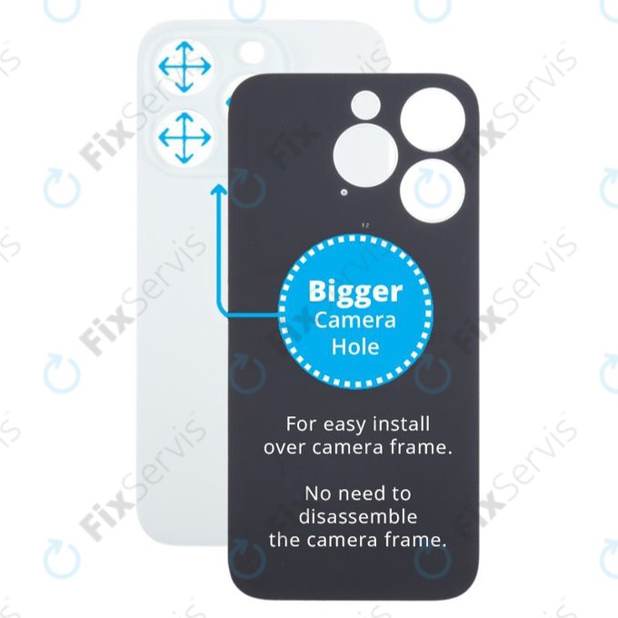 Apple iPhone 15 Pro - Sklo Zadného Housingu so Zväčšeným Otvorom na Kameru (White Titanium)