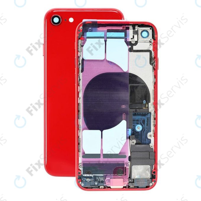 Apple iPhone SE (2nd Gen 2020) - Zadný Housing s Malými Dielmi (Red)