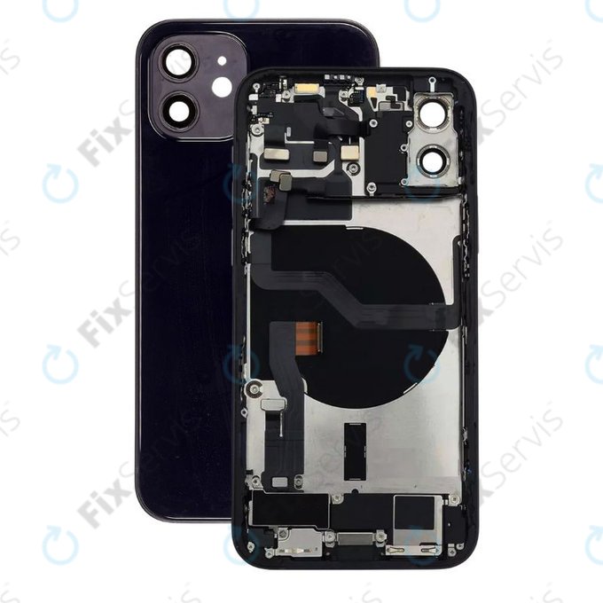 Apple iPhone 12 - Zadný Housing s Malými Dielmi (Black)