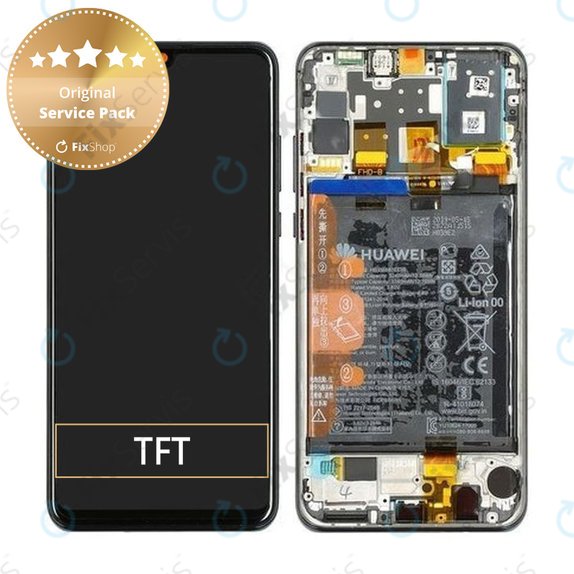 Huawei P30 Lite (2020) - LCD Displej + Dotykové Sklo + Rám + Batéria (Midnight Black) - 02352PJM Genuine Service Pack