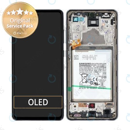 Samsung Galaxy A72 A725F, A726B - LCD Displej + Dotykové Sklo + Rám + Batéria (Awesome Black) - GH82-25541A, GH82-25542A Genuine Service Pack