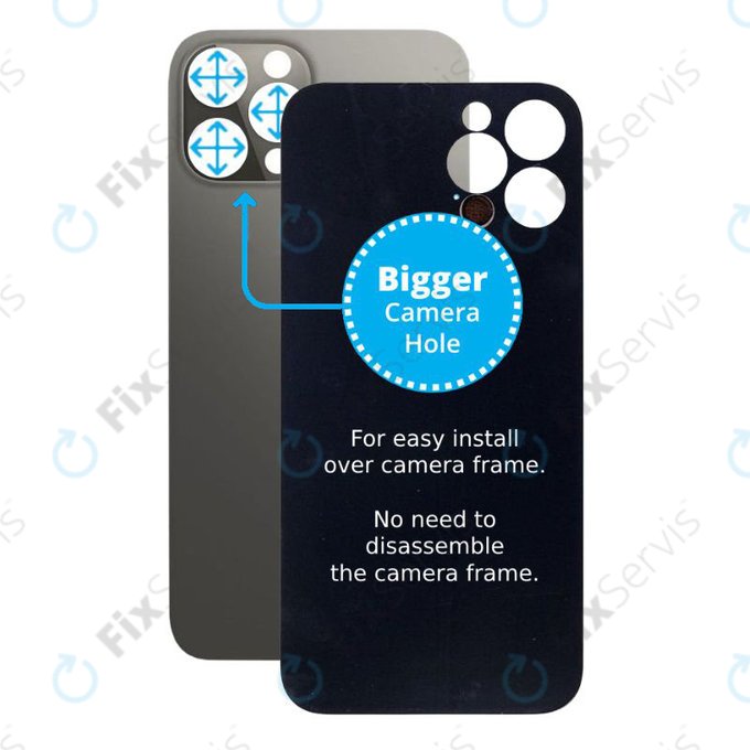 Apple iPhone 12 Pro Max - Sklo Zadného Housingu so Zväčšeným Otvorom na Kameru (Graphite)