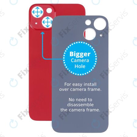 Apple iPhone 13 - Sklo Zadného Housingu so Zväčšeným Otvorom na Kameru (Red)