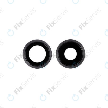 Apple iPhone 11 - Sklíčko Zadnej Kamery s Rámom (Black) - 2ks