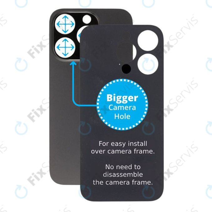 Apple iPhone 14 Pro - Sklo Zadného Housingu so Zväčšeným Otvorom na Kameru (Space Black)