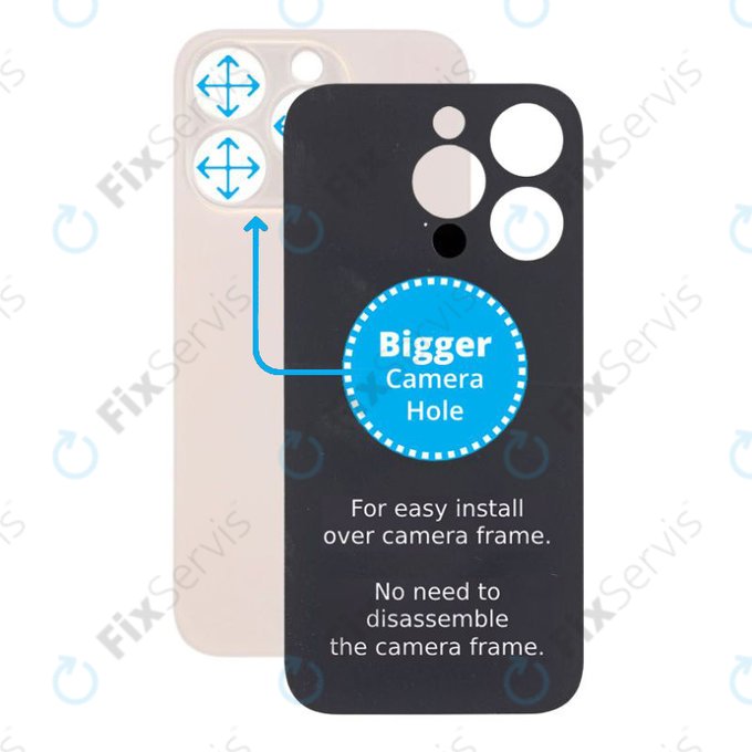 Apple iPhone 14 Pro - Sklo Zadného Housingu so Zväčšeným Otvorom na Kameru (Gold)