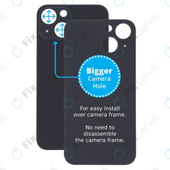 Apple iPhone 13 Mini - Sklo Zadného Housingu so Zväčšeným Otvorom na Kameru (Midnight)