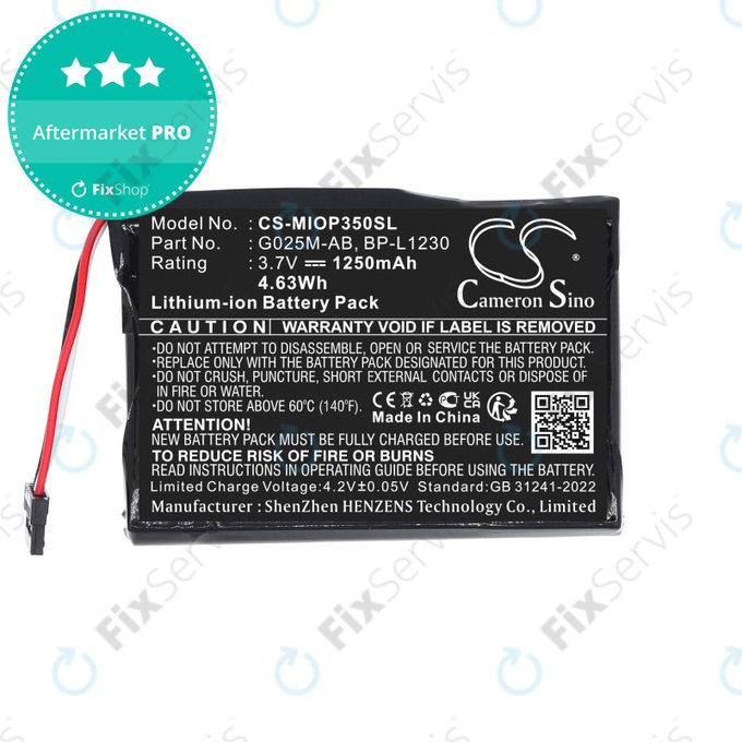 Batéria pre Mitac Mio P350, P550, 1250mAh, Li-Ion, 3.7V, BL-LP1230, HQ