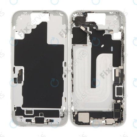 Apple iPhone 16 - Stredný Rám + Tlačidlá Zapínania, Hlasitosti a Kamery (White)