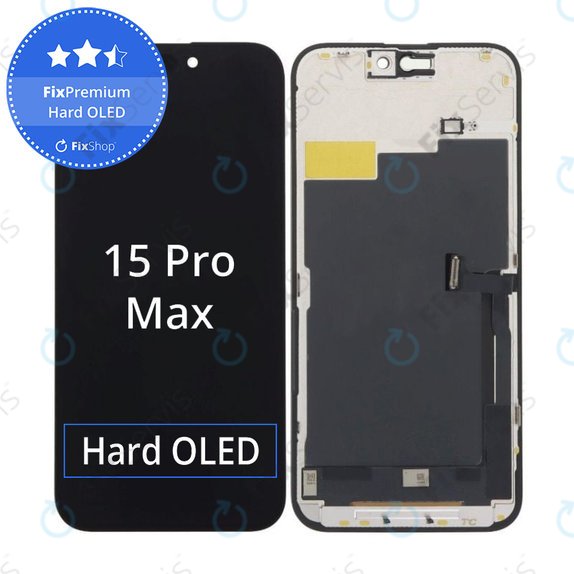 Displej Hard OLED pre iPhone 15 Pro Max, Dotykové sklo s rámom, FixPremium