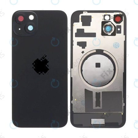 Apple iPhone 15 Plus - Sklo Zadného Housingu + Sklíčko Kamery + Kovový Pliešok + Magsafe Magnet (Black)