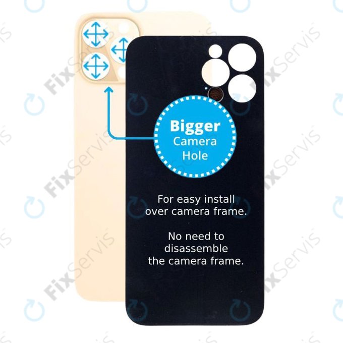 Apple iPhone 12 Pro Max - Sklo Zadného Housingu so Zväčšeným Otvorom na Kameru (Gold)