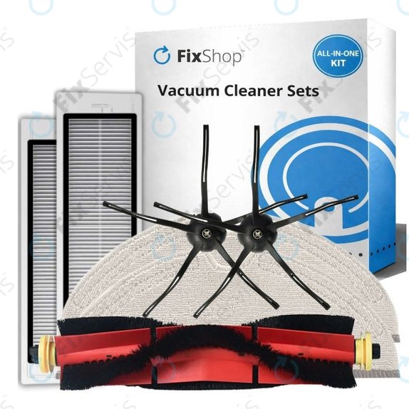 Sada náhradných dielov pre Xiaomi Roborock S5 Max, S6, S6 MaxV, S6 Pure, Xiaowa E3 (1x Hlavná kefa, 2x Filter, 2x Bočná kefa - čierna, 2x Mopovacia utierka)