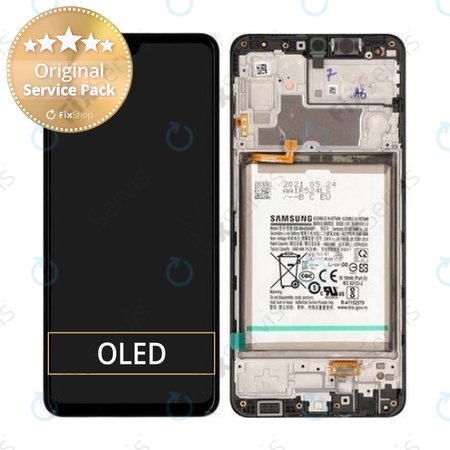 Samsung Galaxy M32 M325F - LCD Displej + Dotykové Sklo + Rám + Batéria (Black) - GH82-26192A Genuine Service Pack