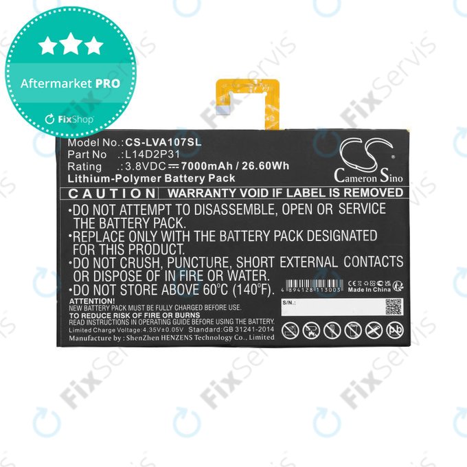Batéria pre Lenovo Tab 2, Lenovo Tab 4, Lenovo TB2, 7000mAh, Li-Pol, 3.8V, L14D2P31, HQ